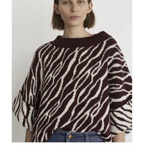 RODEBJER NEW NOUHAILA SWEATER cropped WIDE SLEEVE merino wool Wild Saffron